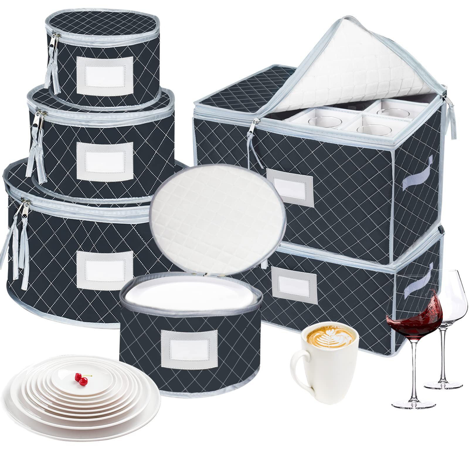 China Dinnerware Storage Containers Set- Dish,Mug,Stemware Storage Cases – Qu…