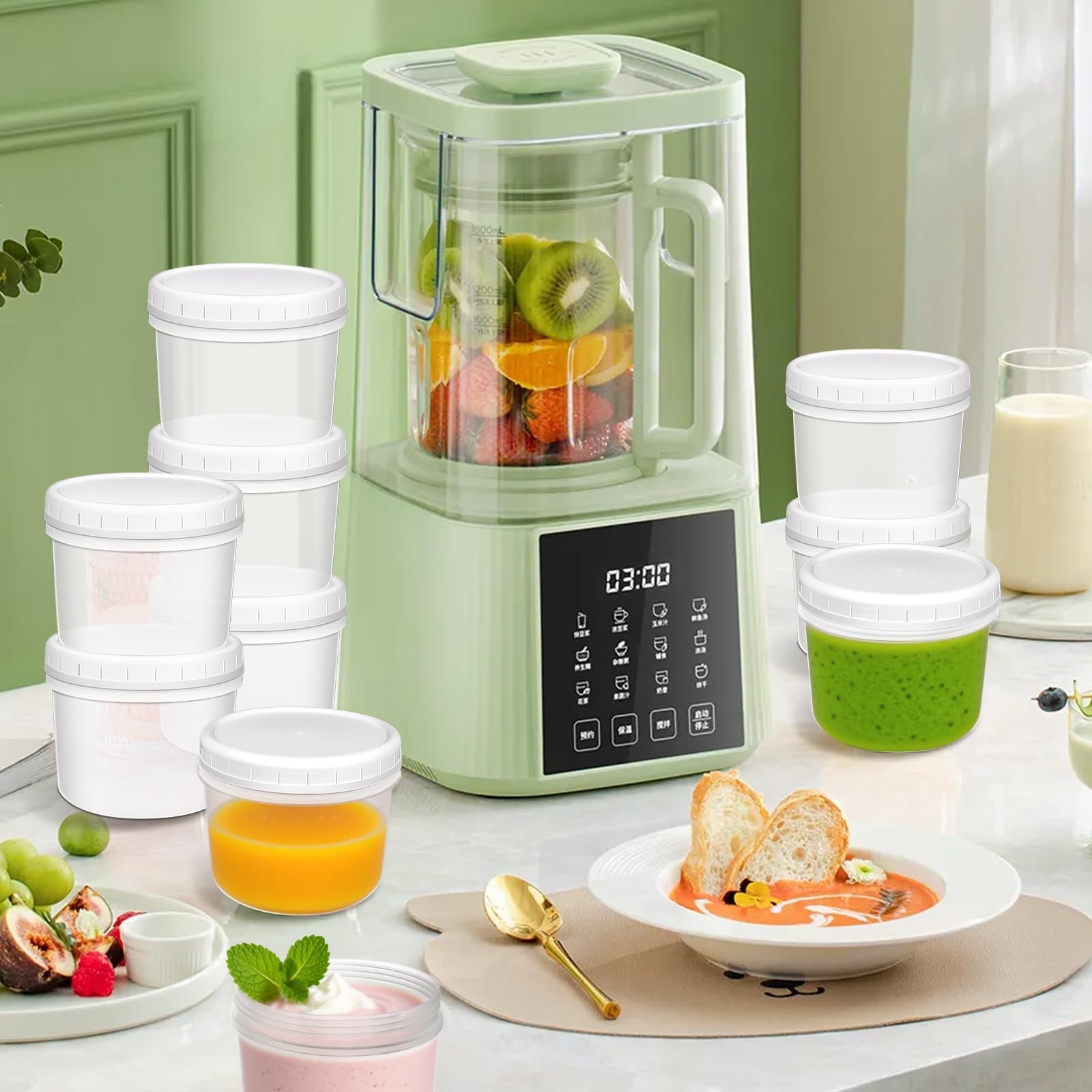 10 Pack 12oz Reusable Small Plastic Containers with Screw Lids, Small Food St…