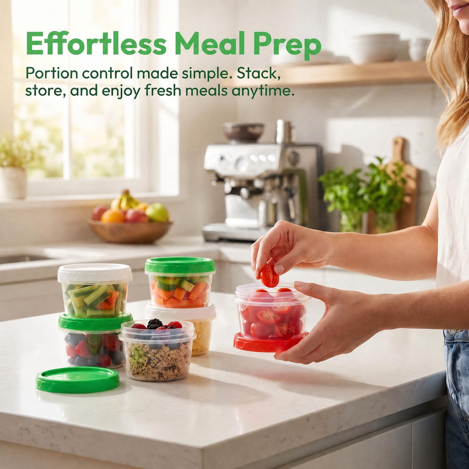 8 oz Small Freezer Containers with Lids Stackable Plastic Food Storage Contai…