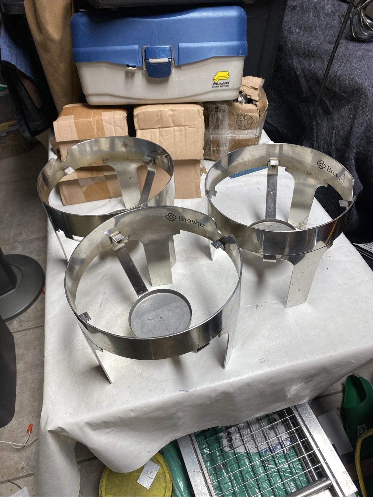 Browne Hot Beverage Dispenser Stand Stainless Drink Chafer Coffee 9” Dia. 3 Lot