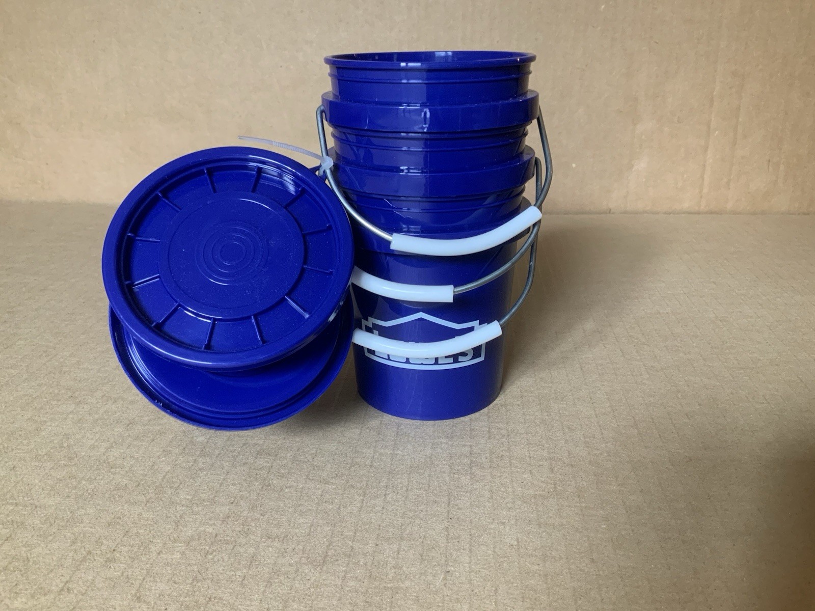 Lot Of 3 Lowe’s 0.42 Qt Mini Bucket with Lid-Blue- #6763129 Food Safe