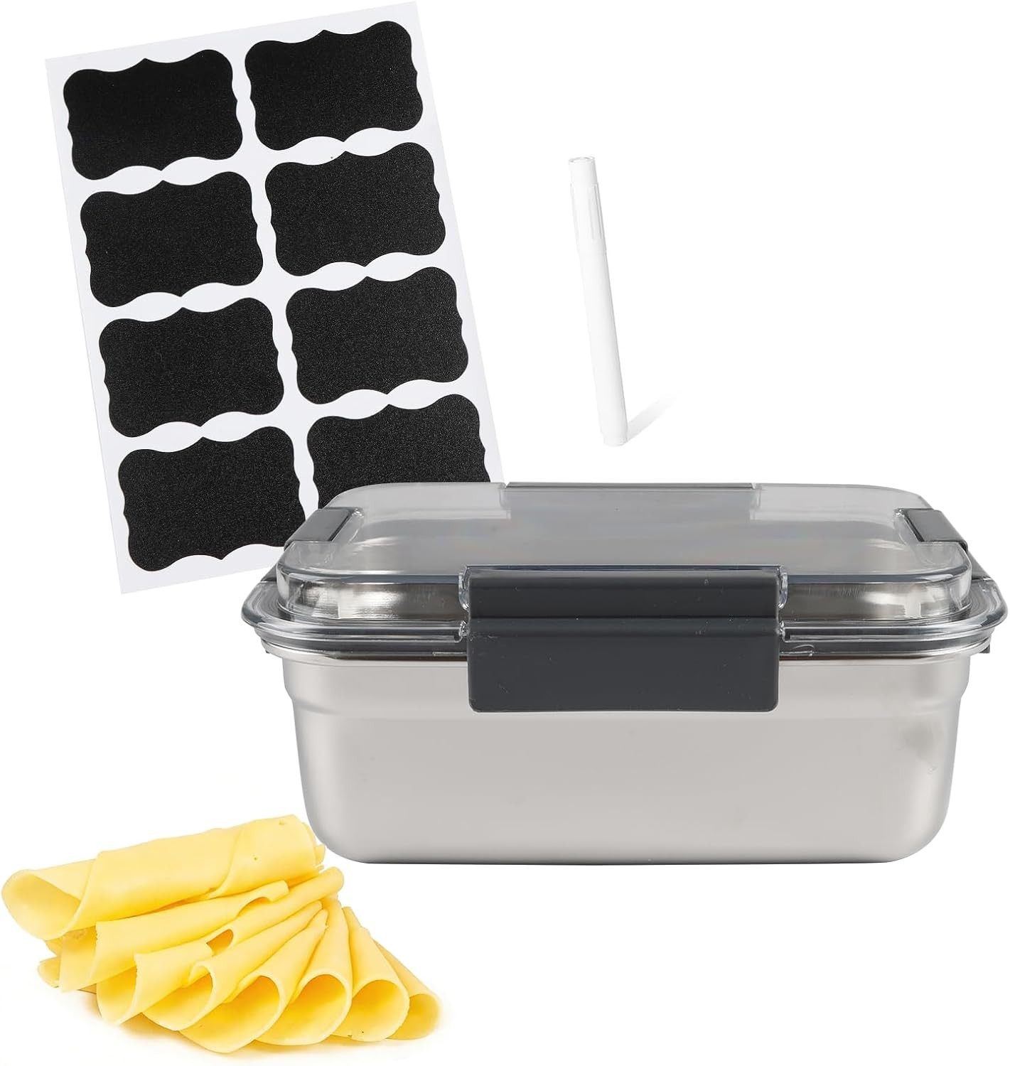 Cheese Container for Refrigerator,Cheese Stainless Steel Container with Lids,Del