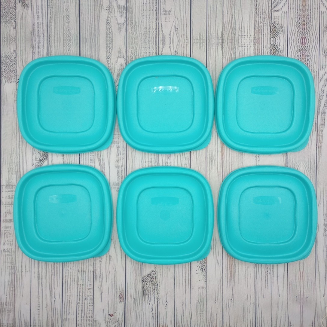 Rubbermaid Easy Find Lid 7J58 Light Blue Square 6 Replacement Container Lids 4.5