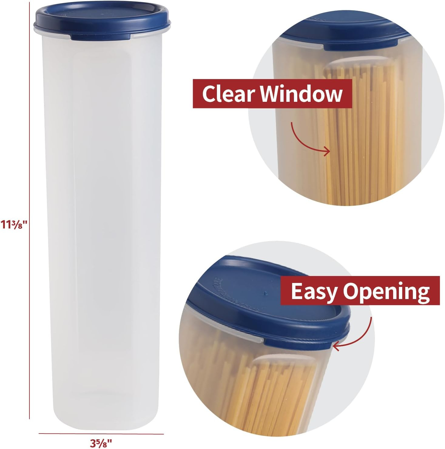 Tall Clear Spaghetti Pasta Container Storage with Lid-2 Pk.Multi-Purpose Kitchen