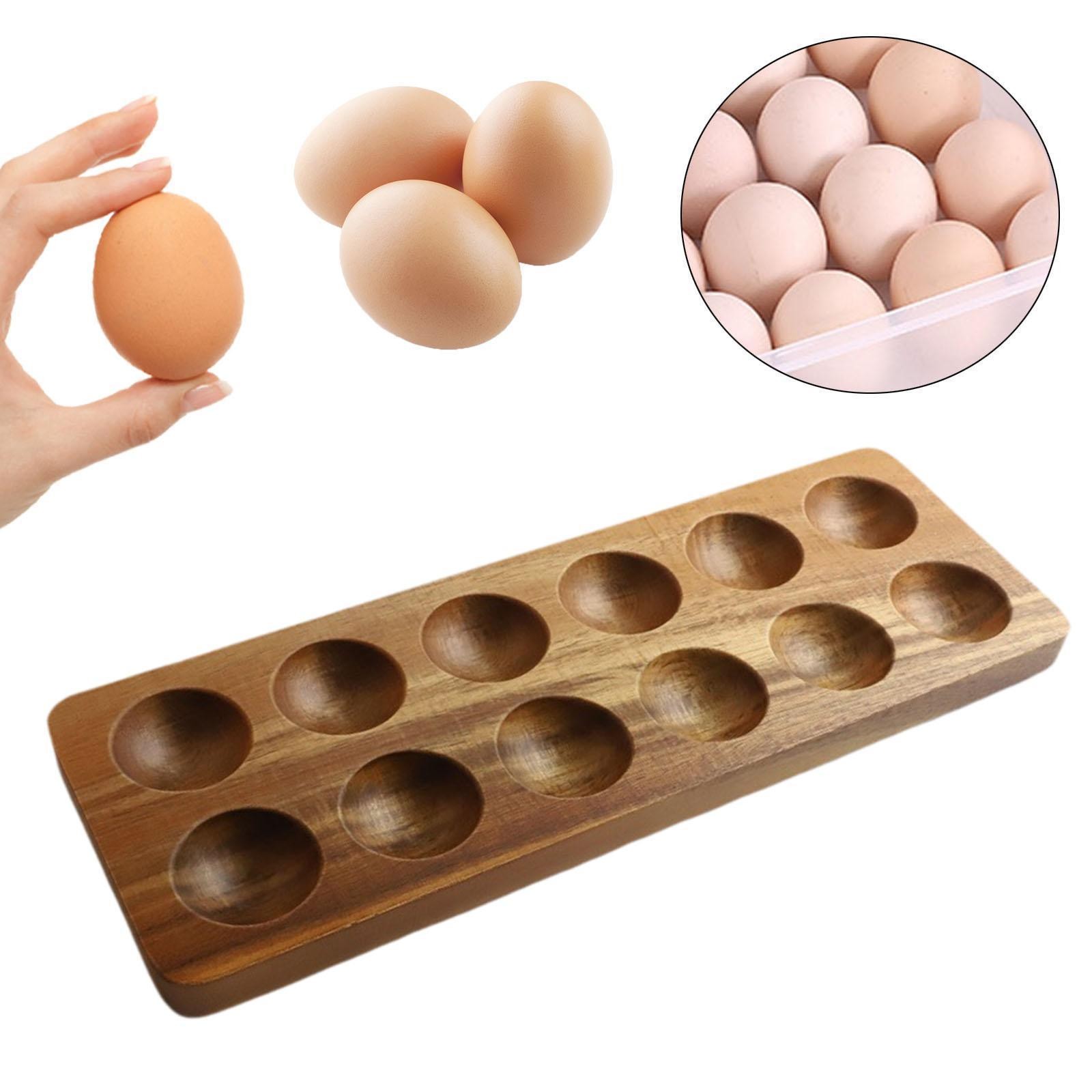 Wooden Egg Holder Countertop 12 Slots Organizer Rack for Cafe Farmhouse Gift
