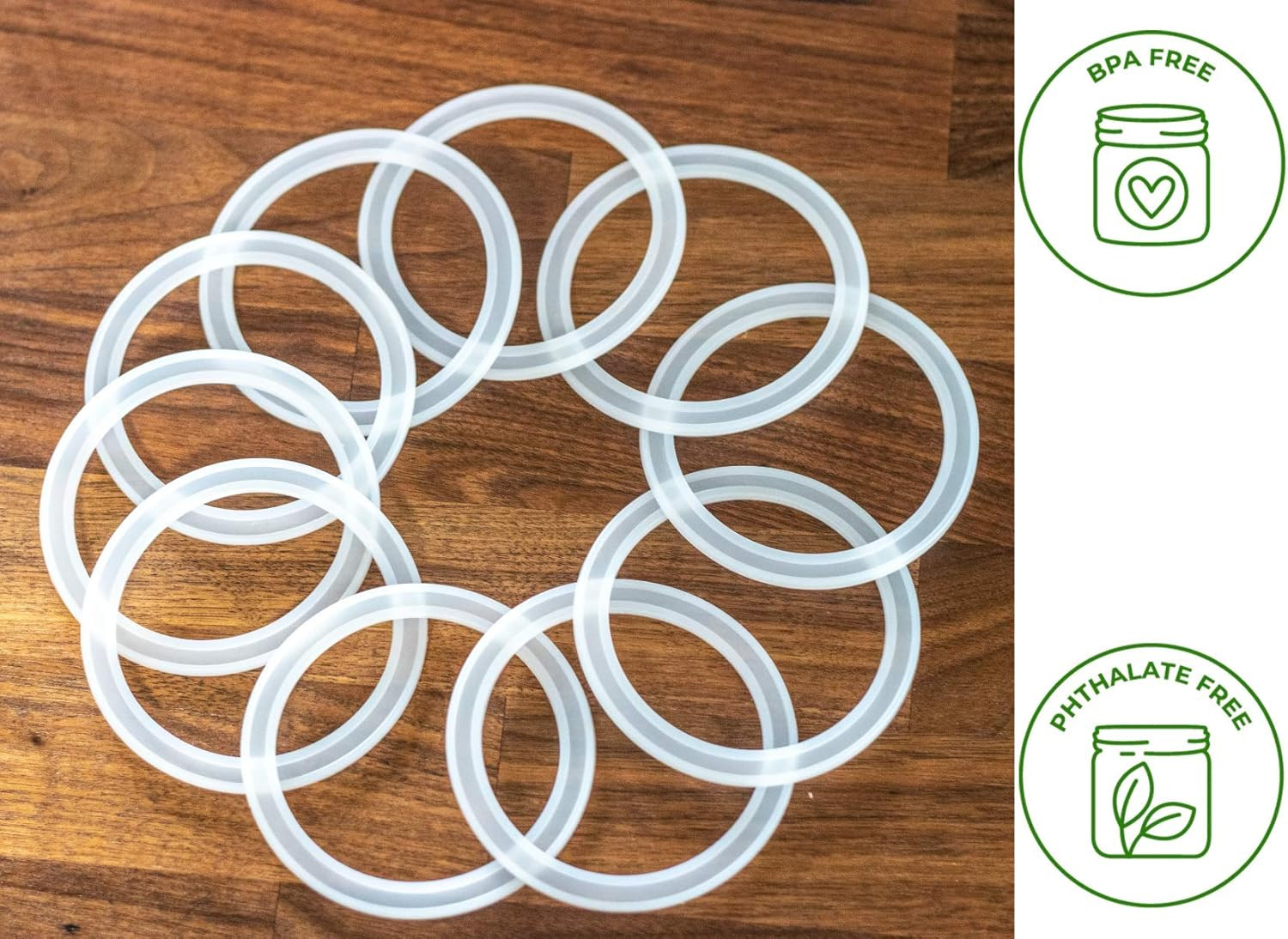 10 Pack Wide Mouth Platinum Silicone Sealing Rings Gaskets for Leak Proof Mason