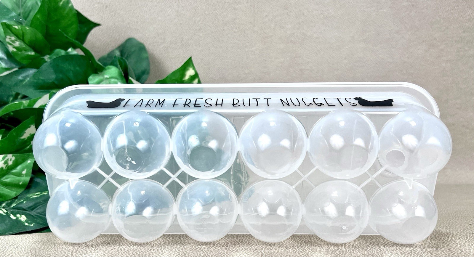 Farmhouse Plastic 1 Dozen Egg Carton – “Farm Fresh Butt Nuggets”