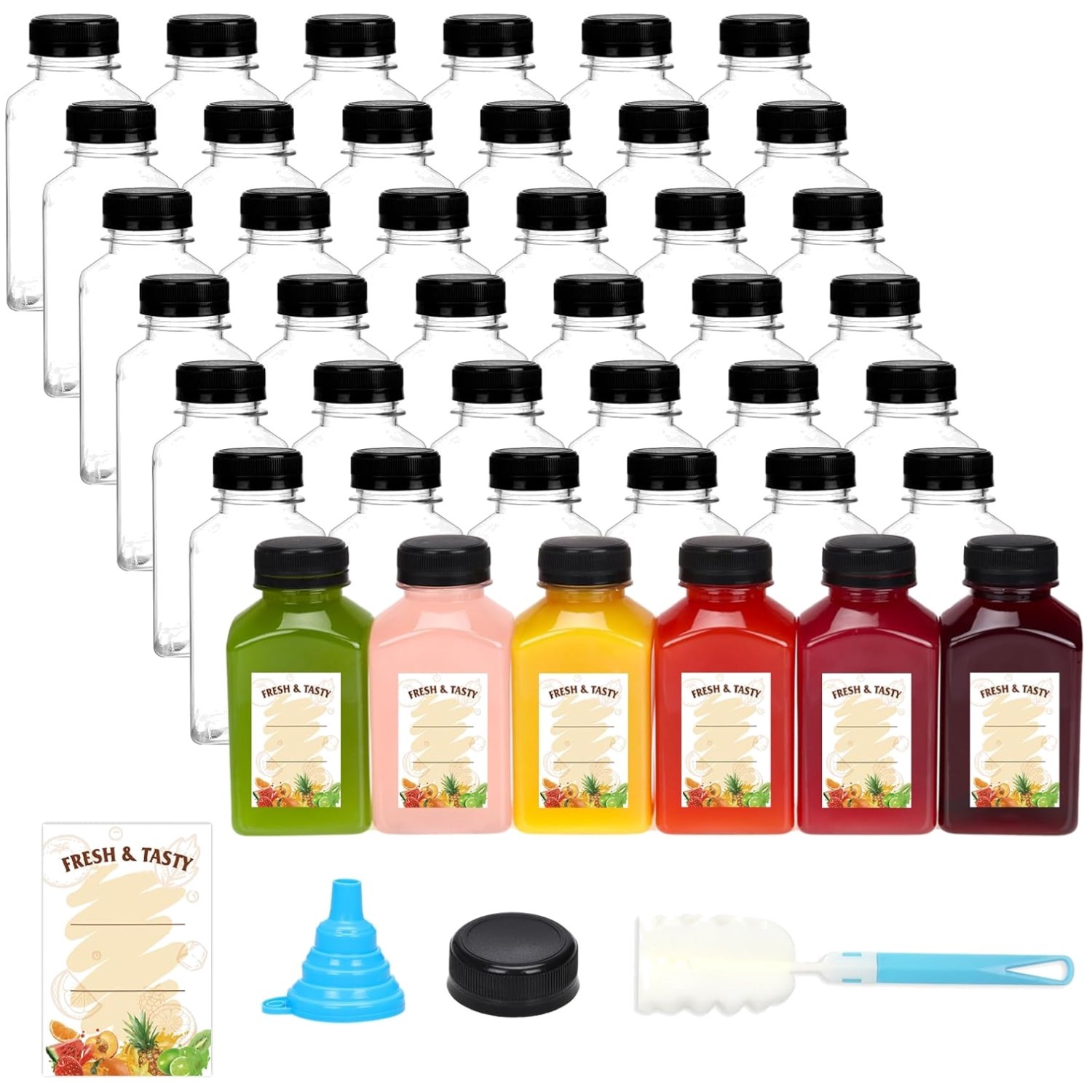 Transparent Juice Bottles with Tamper-Proof Lids