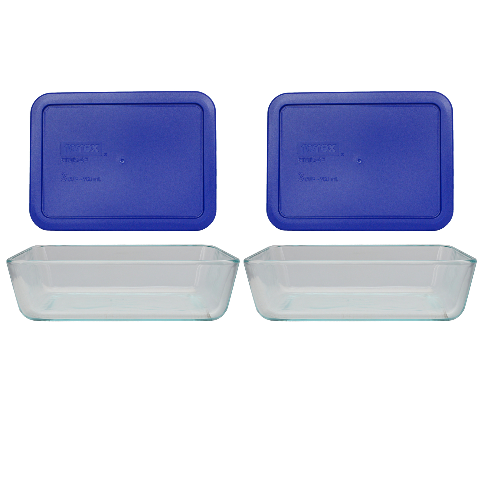 Pyrex 7211 6-Cup Glass Storage Dish w/ 7211-PC Cadet Blue Lid (2-Pack)