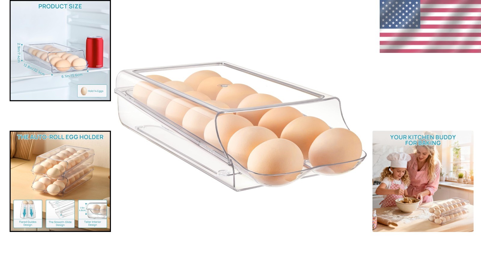 Plastic Egg Holder for Refrigerator 14 Egg Capacity Stackable Removable Tray …