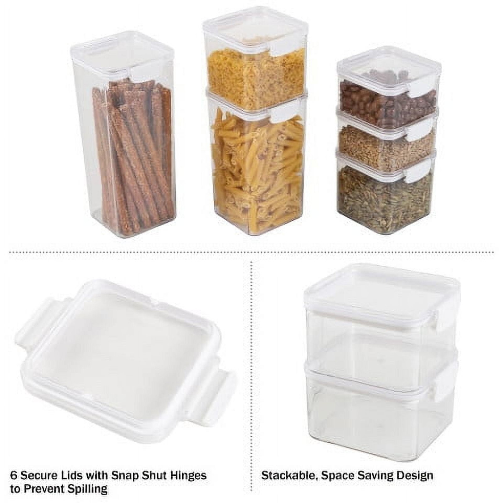 6-Piece Food Storage Containers and Lids Set for Kitchen and Pantry Organization