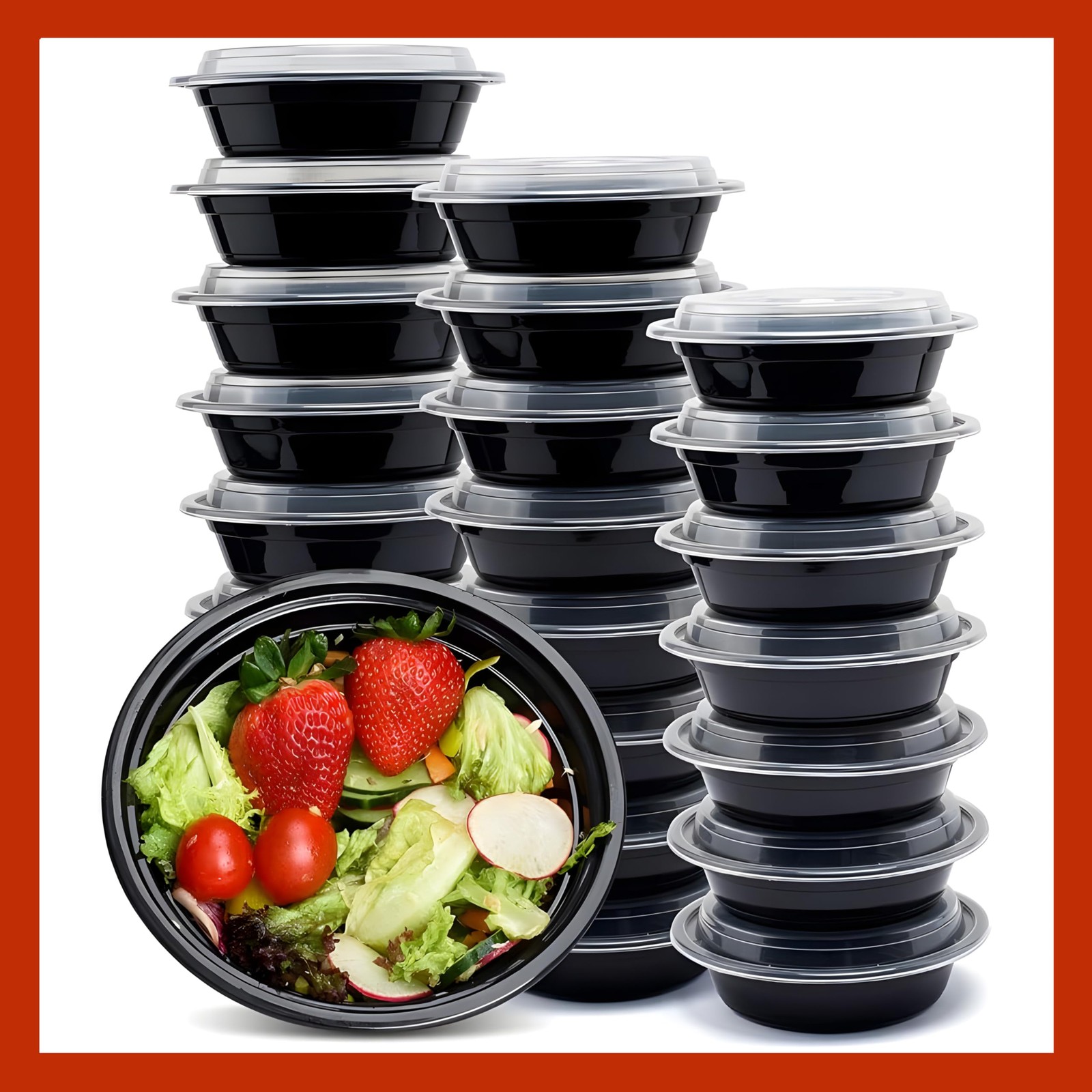 Meal Prep Containers Round [10 Set] x [16 oz] with Lids, 1 compartment, Stack…