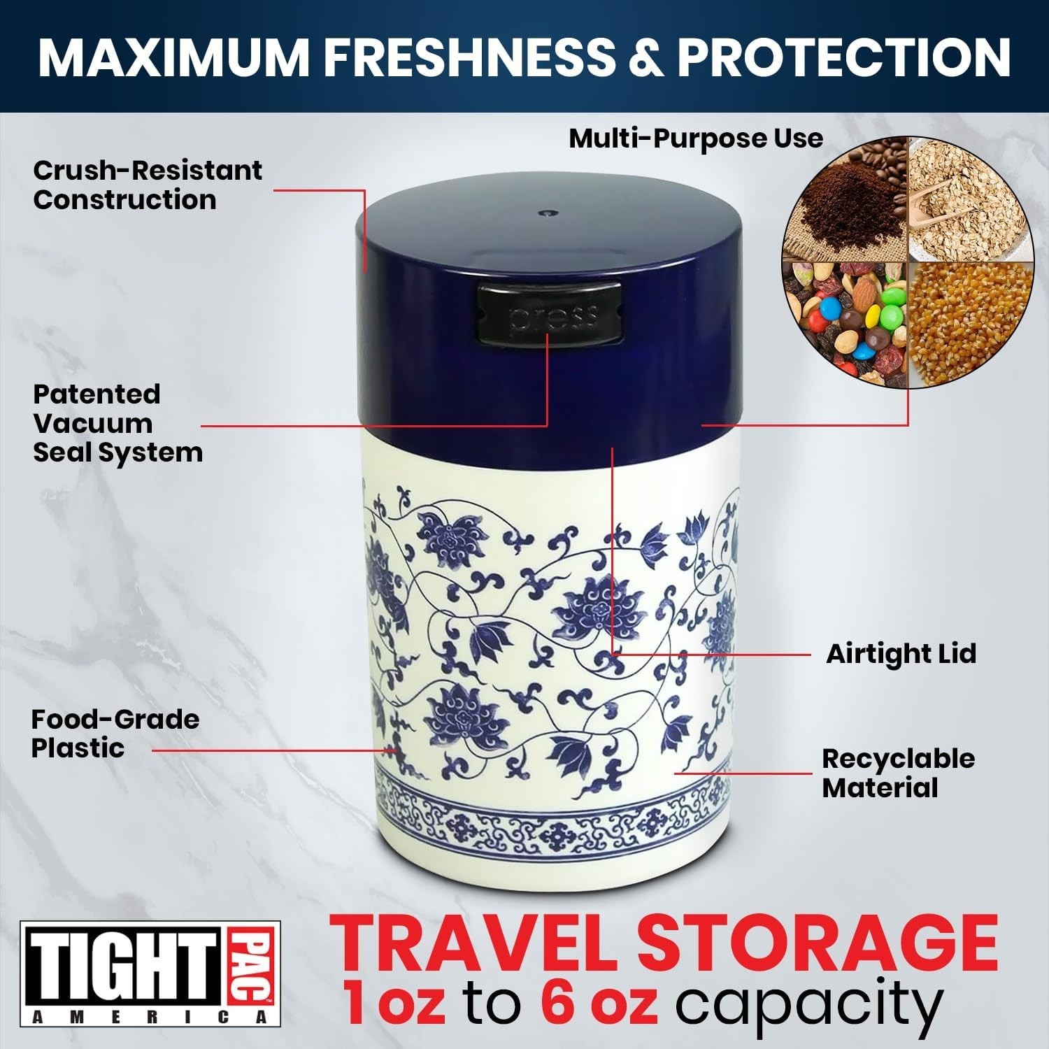 BPA-Free Vacuum-Sealed Tea Container: 6 Oz Capacity, Durable & Stylish