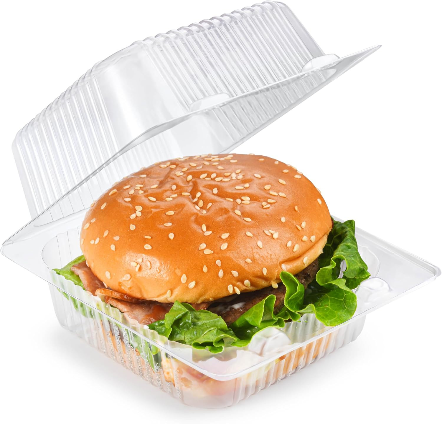 100 Pcs Heavy Duty Plastic Clear Clamshell Food Containers with Lids | Disposabl
