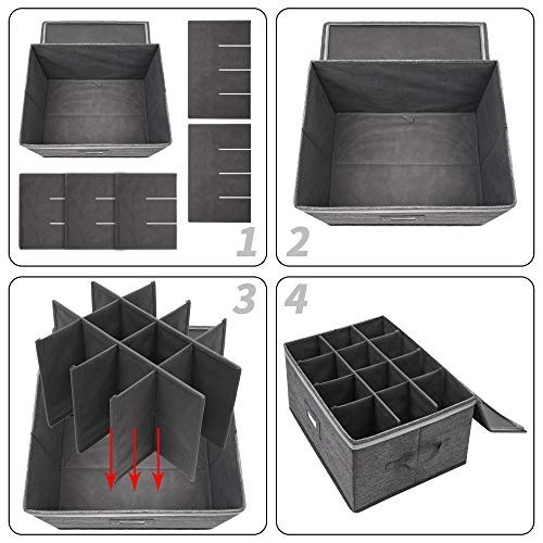Stemware Storage Containers (2 pack), Wine Glass Storage Box with Dividers…