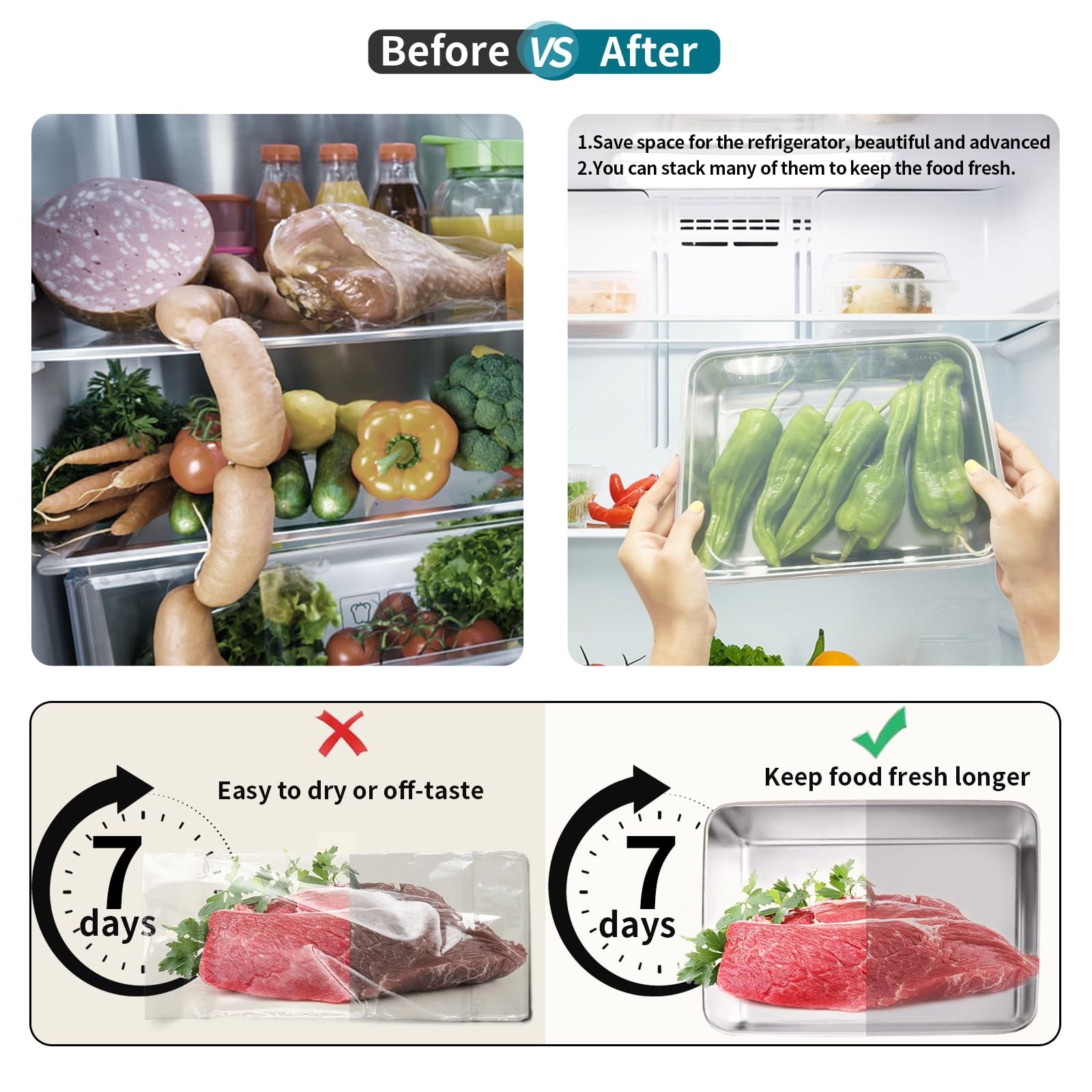 GIUOIDUO stainless steelFood Storage Containers setsstorage box with lidfreez…