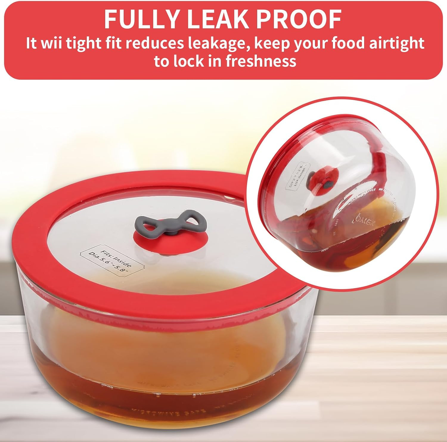 4 Pack Replacement Lids for Pyrex 7201-PC 4 Cup Glass Containers Mixing Bowl Sil