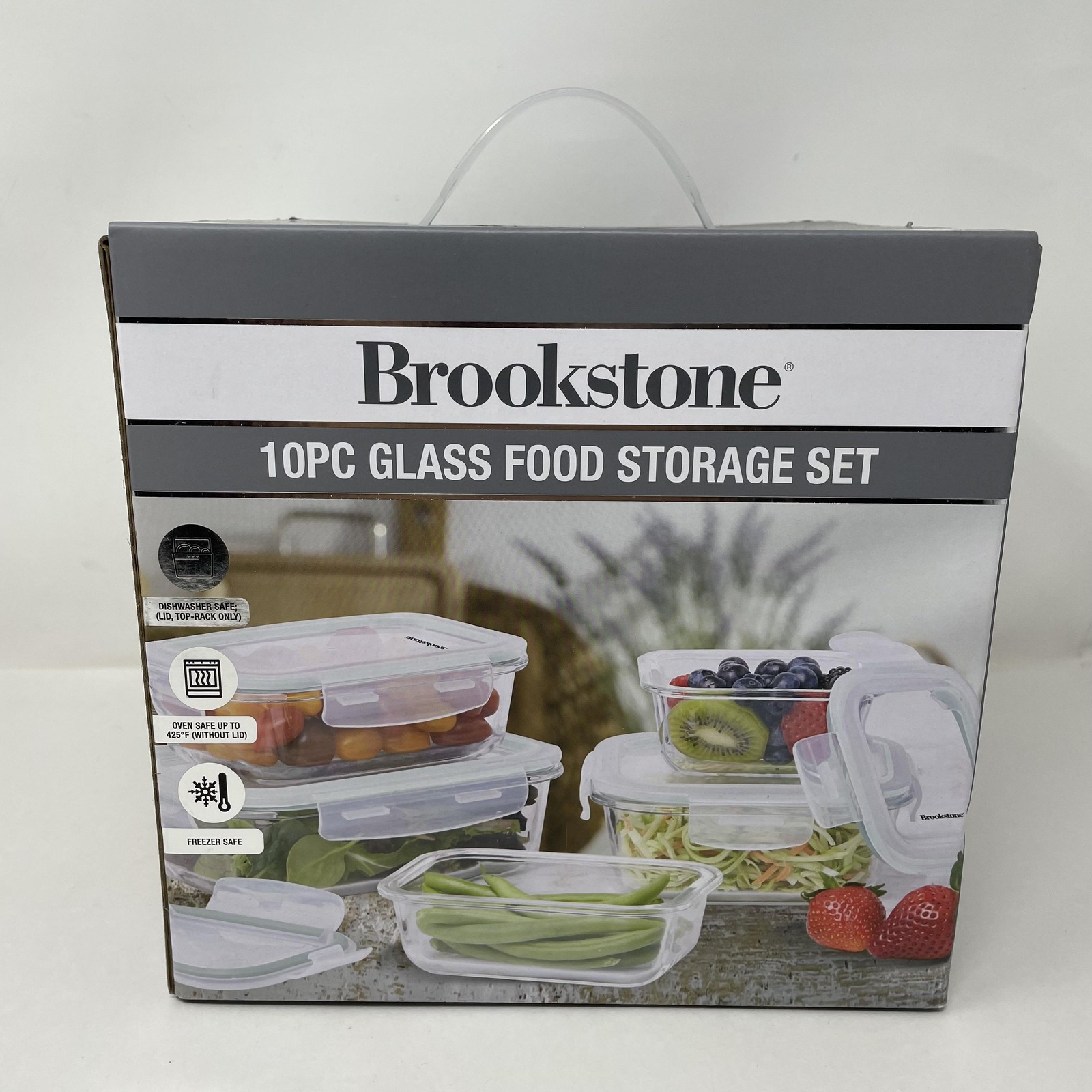 Brookstone 10PC Glass Food Storage Set Airtight Containers Clear BPA Free Lids