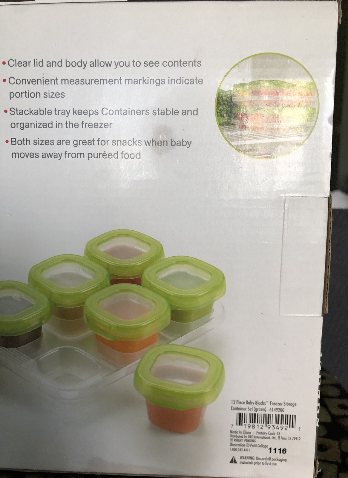 NEW OXO TOT 12 Piece Baby Blocks Freezer Storage Container Set w/ Trays NIB