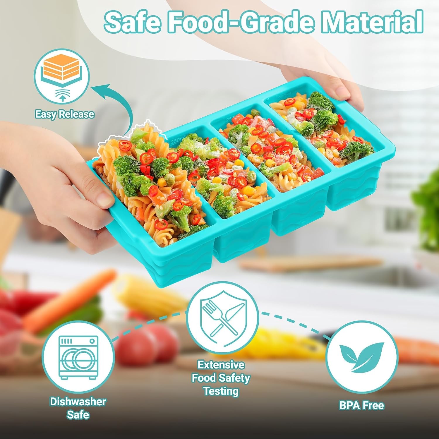 Silicone Freezer Molds for Soup with Lid – 1-Cup Soup Container Style Ice Cube