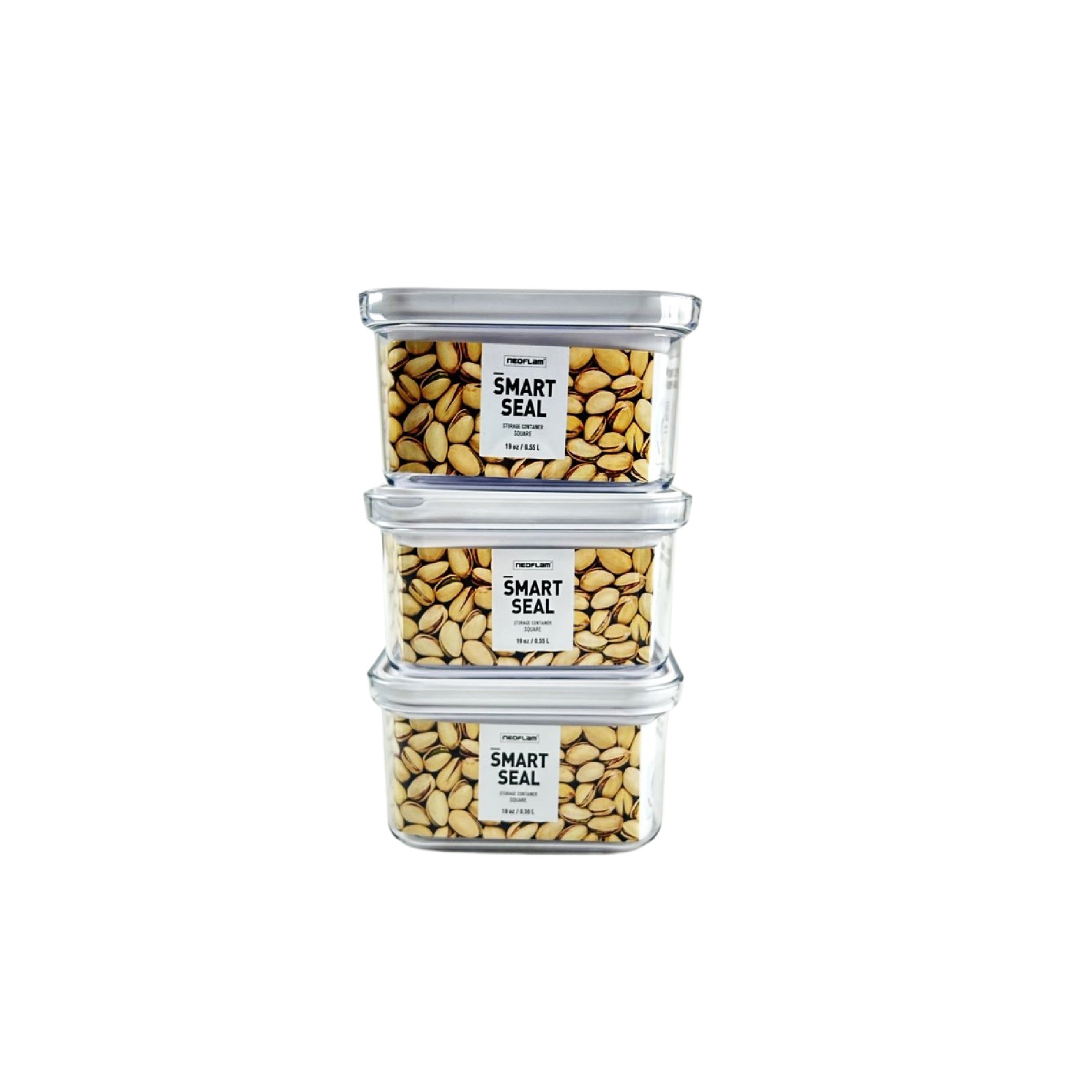 3 Set, Neoflam Airtight BPA free Dry Food Kitchen Storage Container Canister Set