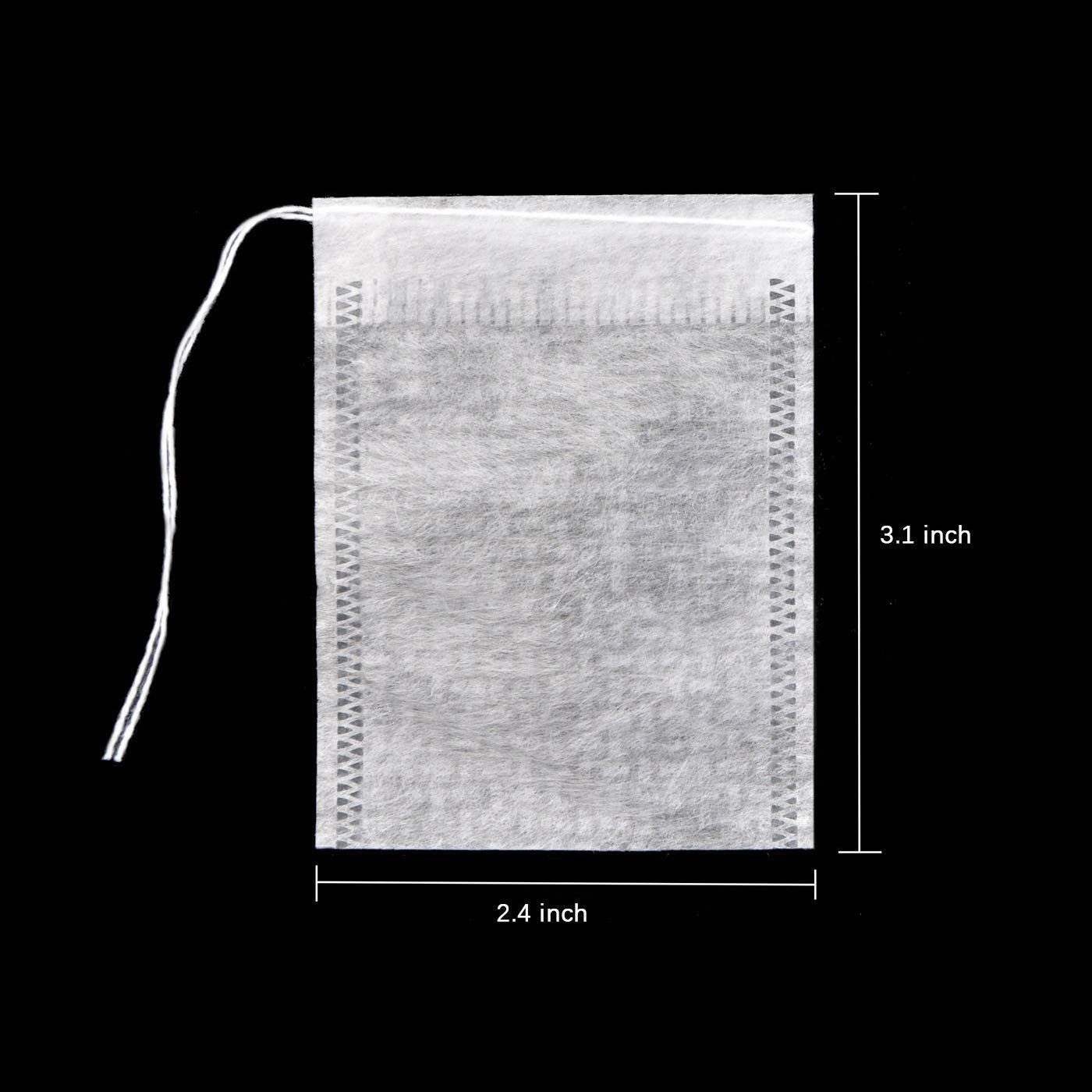 100 Pcs Disposable Tea Bags for Loose 3.54″ x 2.75″ 100pcs Corn Fiber, White
