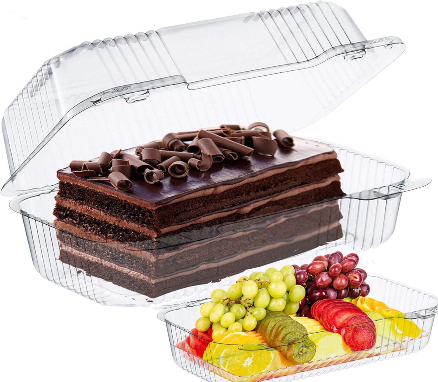 Bakers Pantry cake roll container Clear Hinged Lid disposable 9″ x 5 great for L