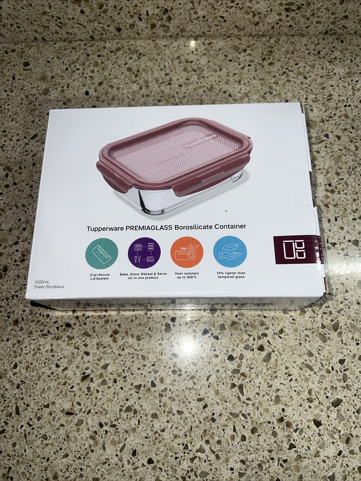 New Tupperware Premiaglass 1L Glass Container Freezer Oven Microwave Safe