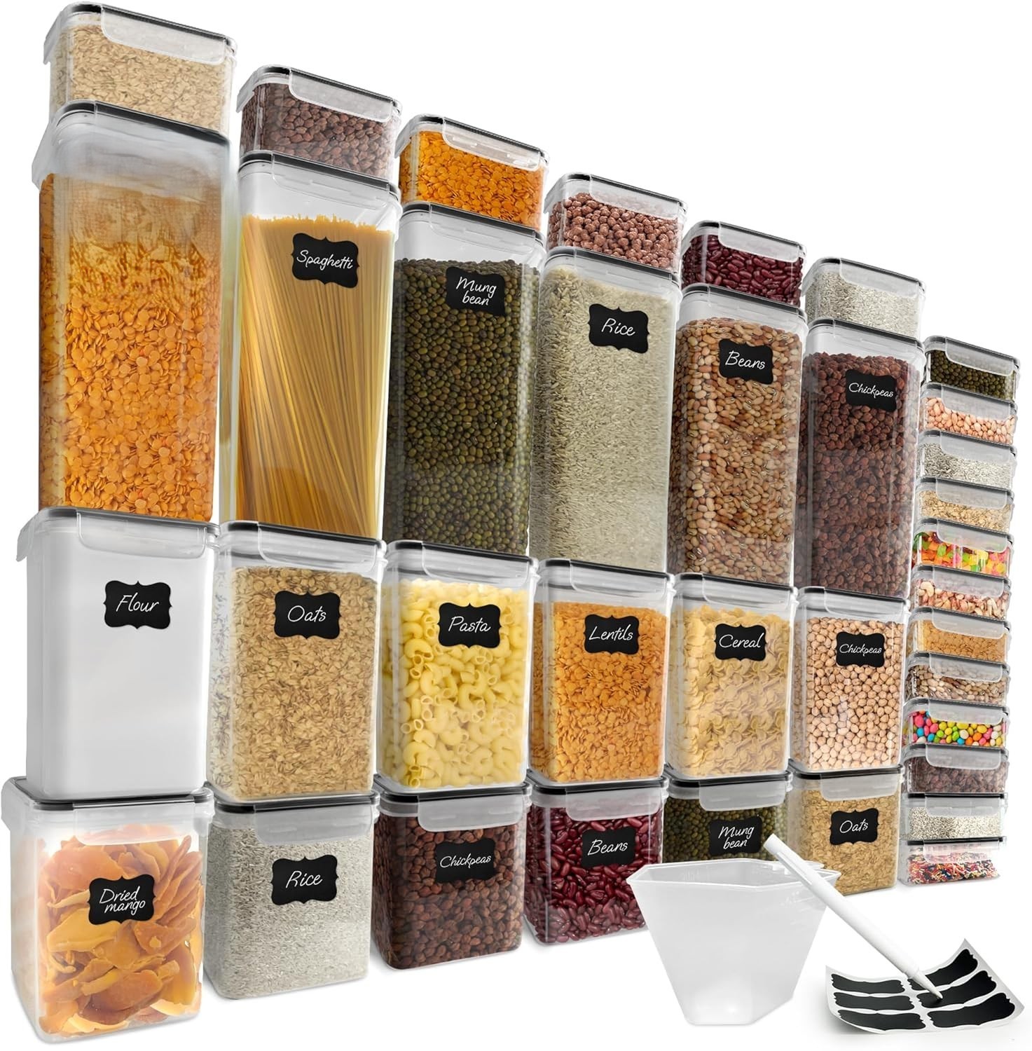 36-Piece Kitchen Food Storage Containers with Lids Set, Labels, Cup, Pen AA155