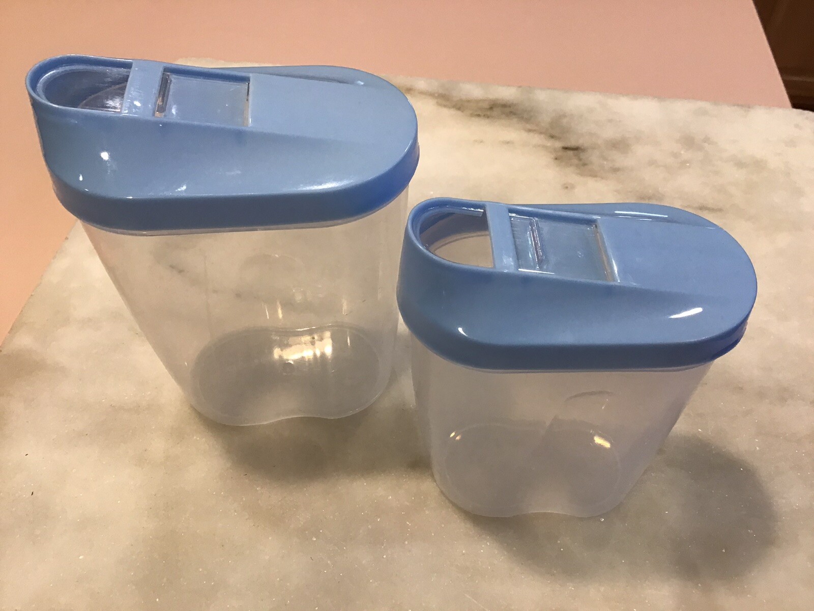 Pair of Small Plastic Clear Storage Containers .5L & .7L Wet or Dry Ingredients