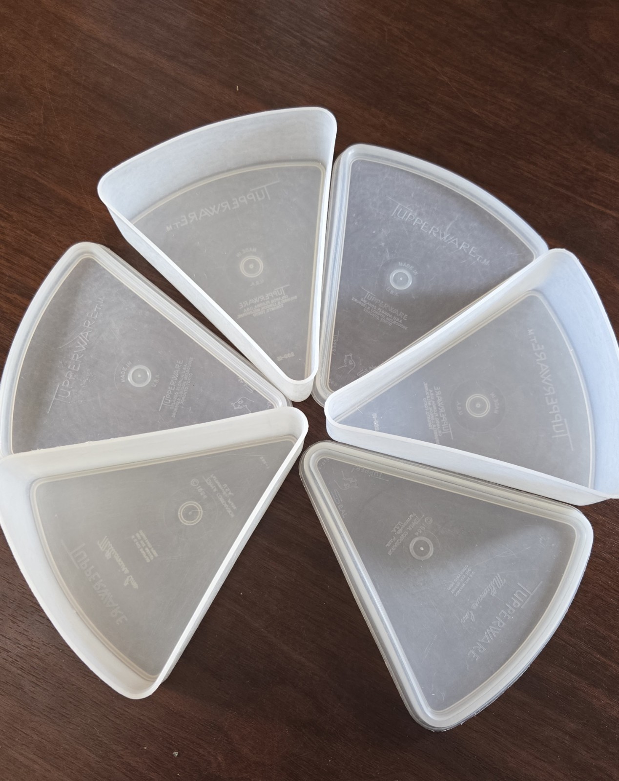 Vintage Tupperware Dessert Mold Pie Slice Container Lot Frosted USA