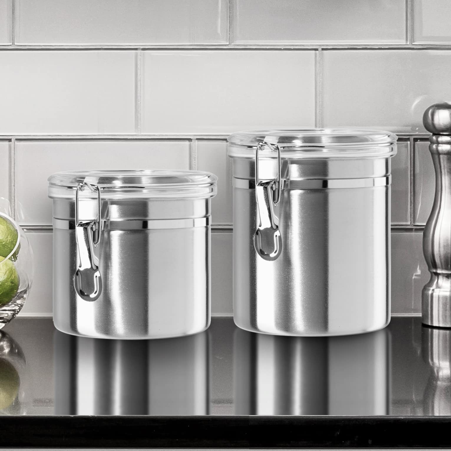 Oggi 36Oz Stainless Steel Food Storage Container With Airtight Clear Lid