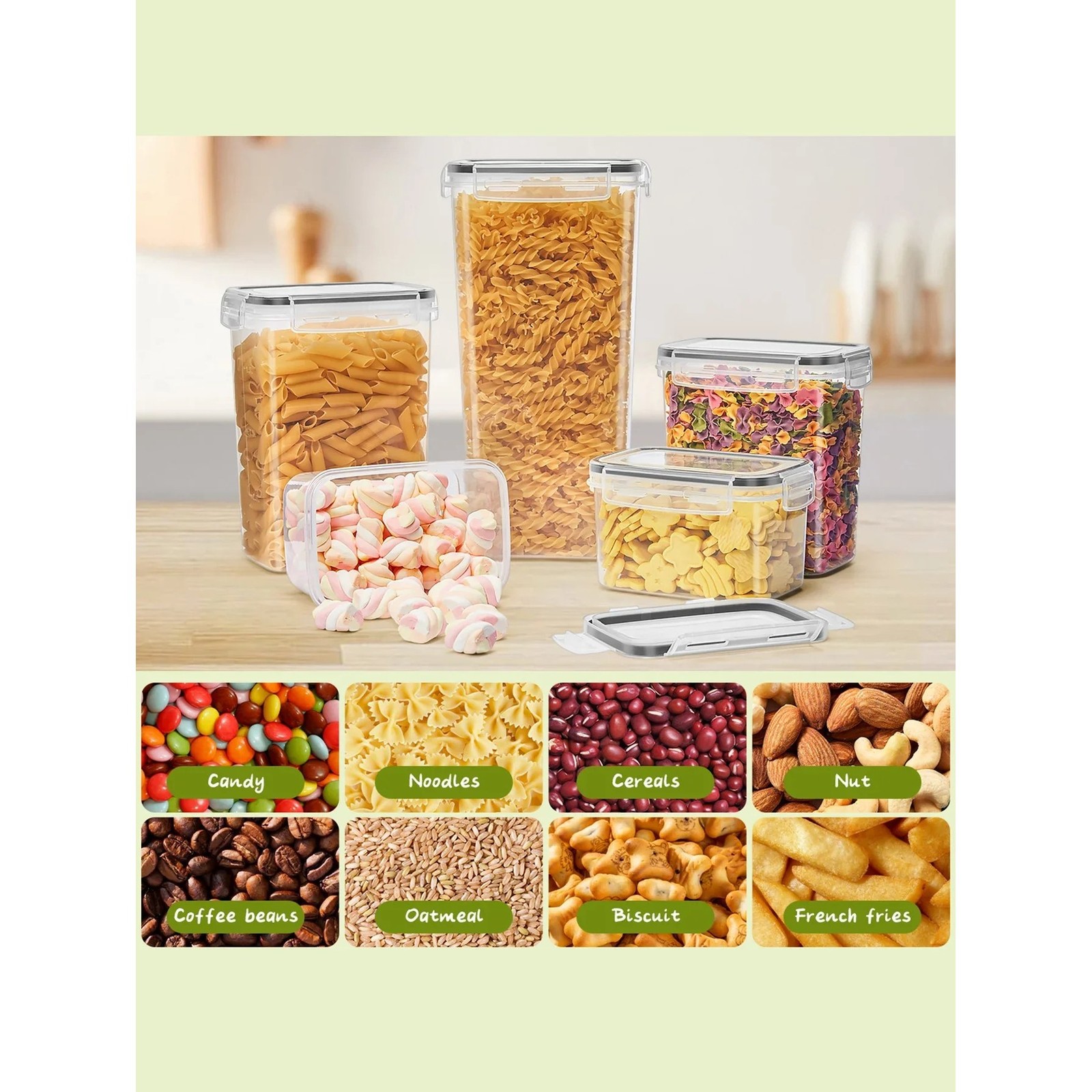 48pcs Airtight Food Storage Containers Set With Lids Reusable Labels Clear Kitch