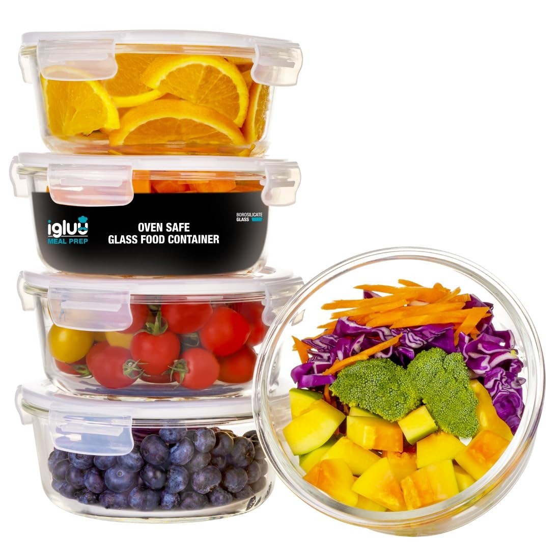 5 Pack Meal Prep Glass Containers with Air Vent Lids – Airtight, BPA-Free, 32oz