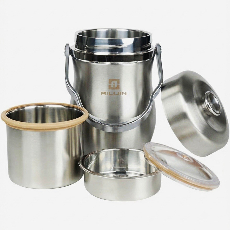 AILIJIN Stainless Steel Insulated Airtight Storage Jar w/ Handle 2.8L Set of 4
