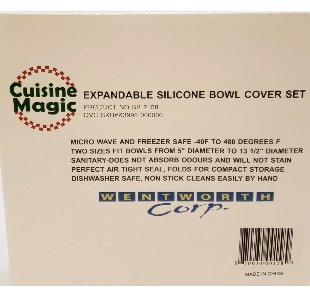Set of 5 CUISINE MAGIC Expandable Silicone Bowl Covers
