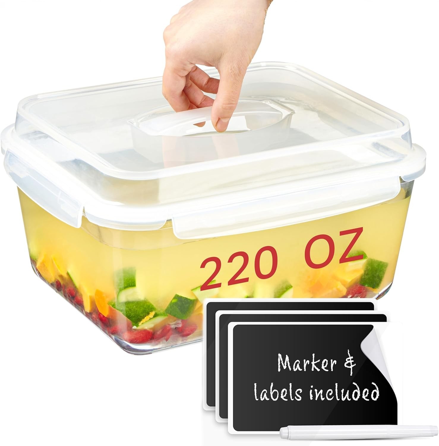 Extra Large Oven Safe Glass Food Storage Container with Airtight