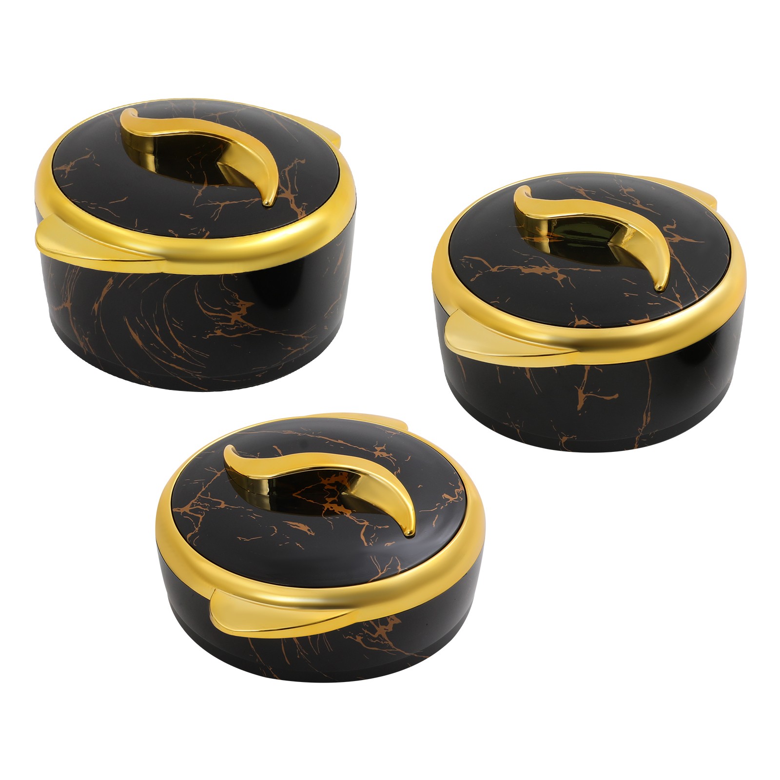 3PCS Insulated Containers Round Thermal Dish Set Hot&Cold Food w/ Lids