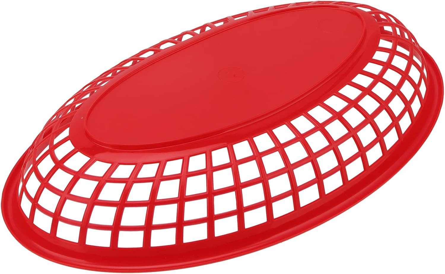 60 Pack 8.9 x 5.5 Inches Red Fast Food Baskets, Plastic Food Serving Baskets, Ov