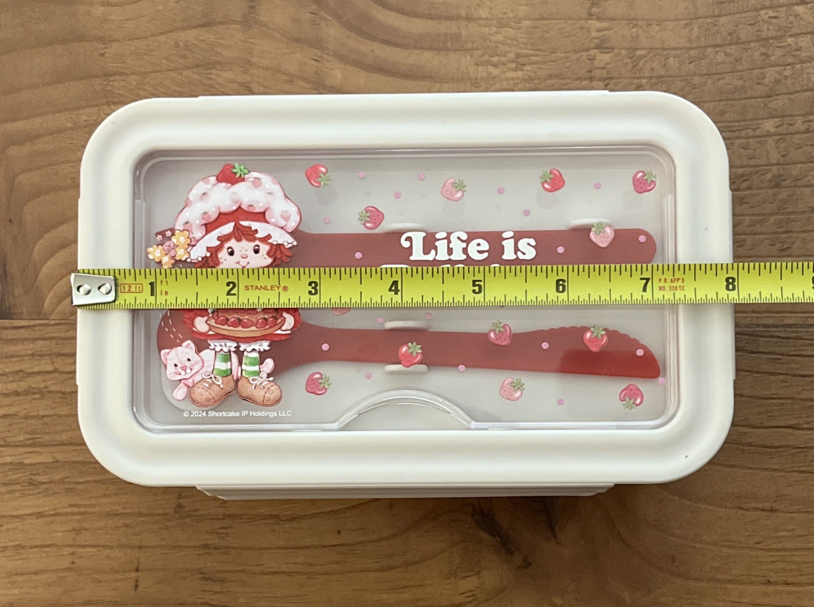 Strawberry Shortcake Lunch Snack Box With Snap Closure Lid Knife Spoon Fork NICE