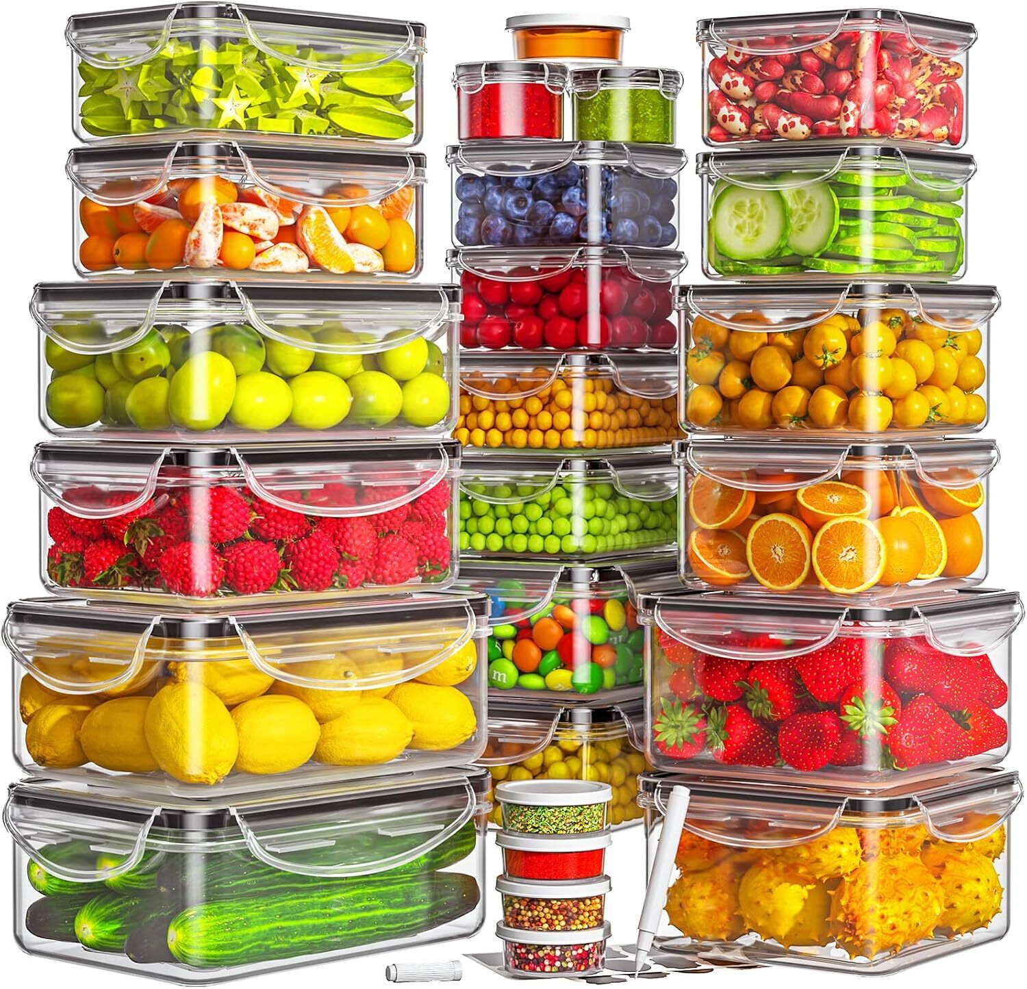 50-Piece Food Storage Containers with Lids (25 Containers & 25 Lids), Airtight