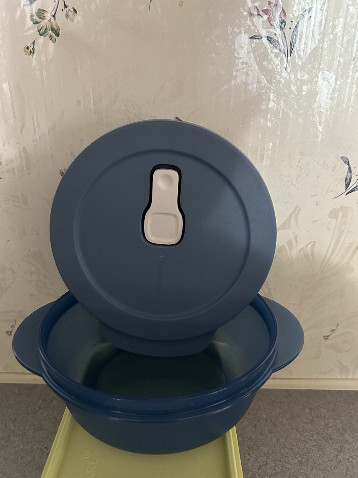 Tupperware Round Blue Plastic Bowl with Snap Lid, 8x8x4 in