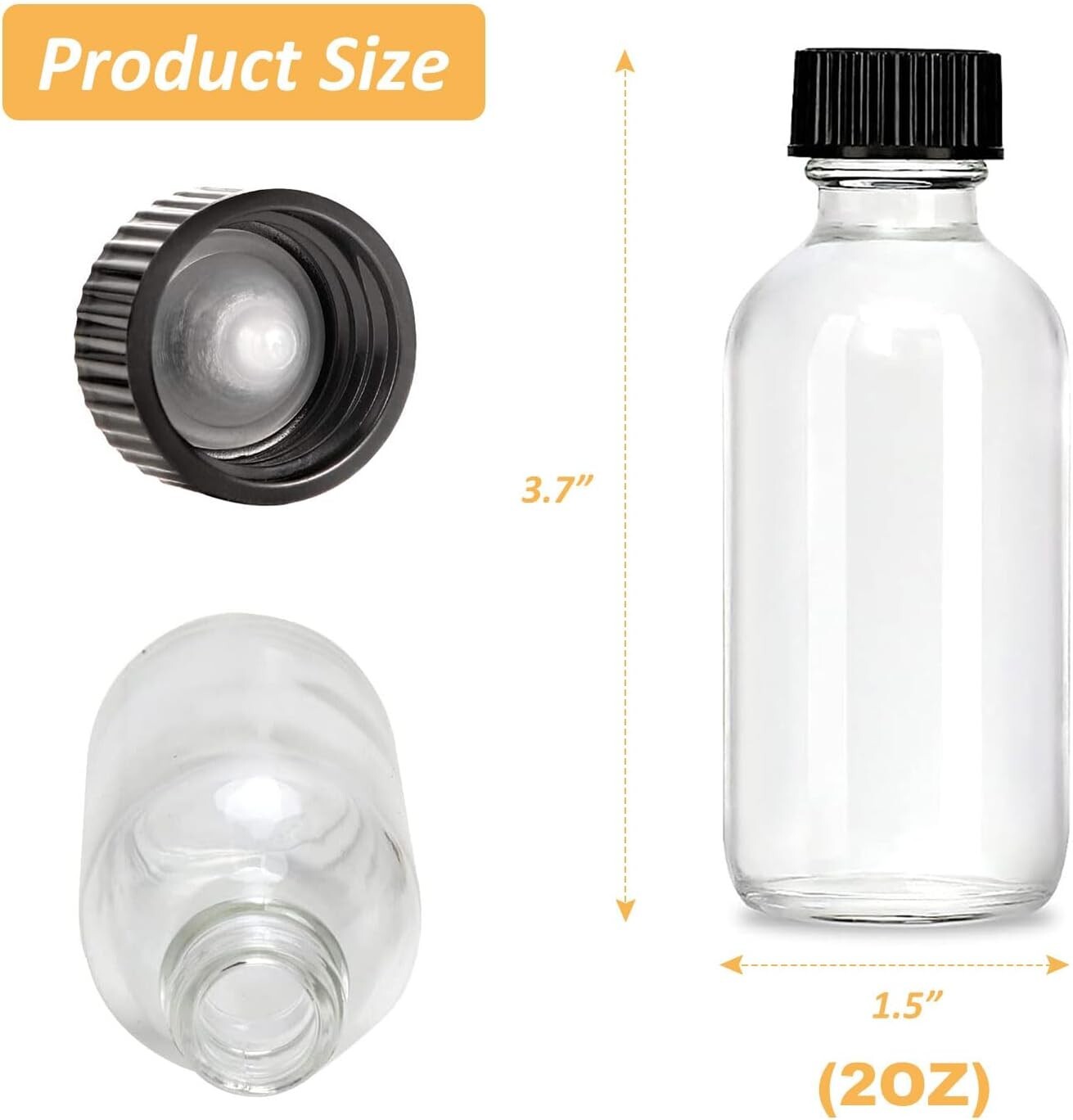 14 Pack 2oz Small Ginger Shot Bottles with Lid Caps Reusable Glass Bottles