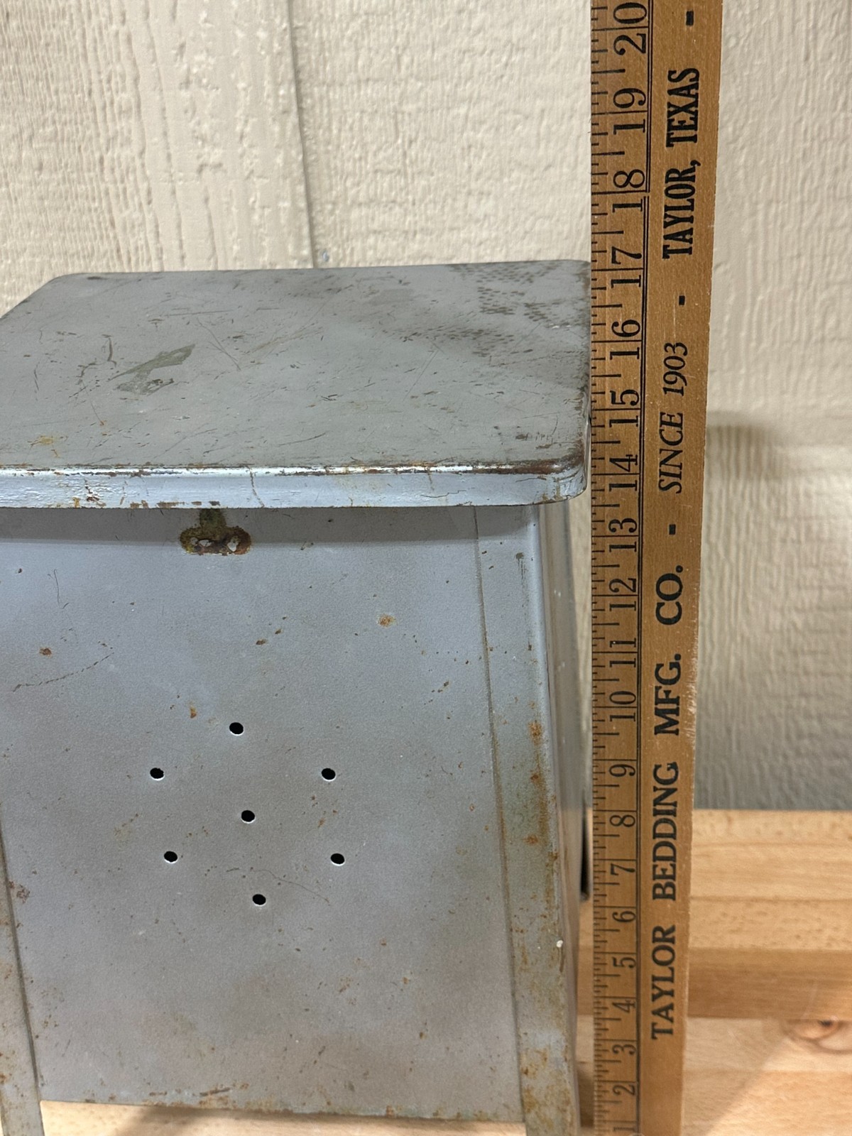 Vintage Potato & onion bin storage metal farmhouse primitive cottage cabin 15″