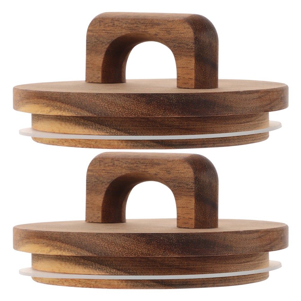 2 Pcs Storage Sealing Lid Wide Mouth Canning Lids Wooden Jar Acacia