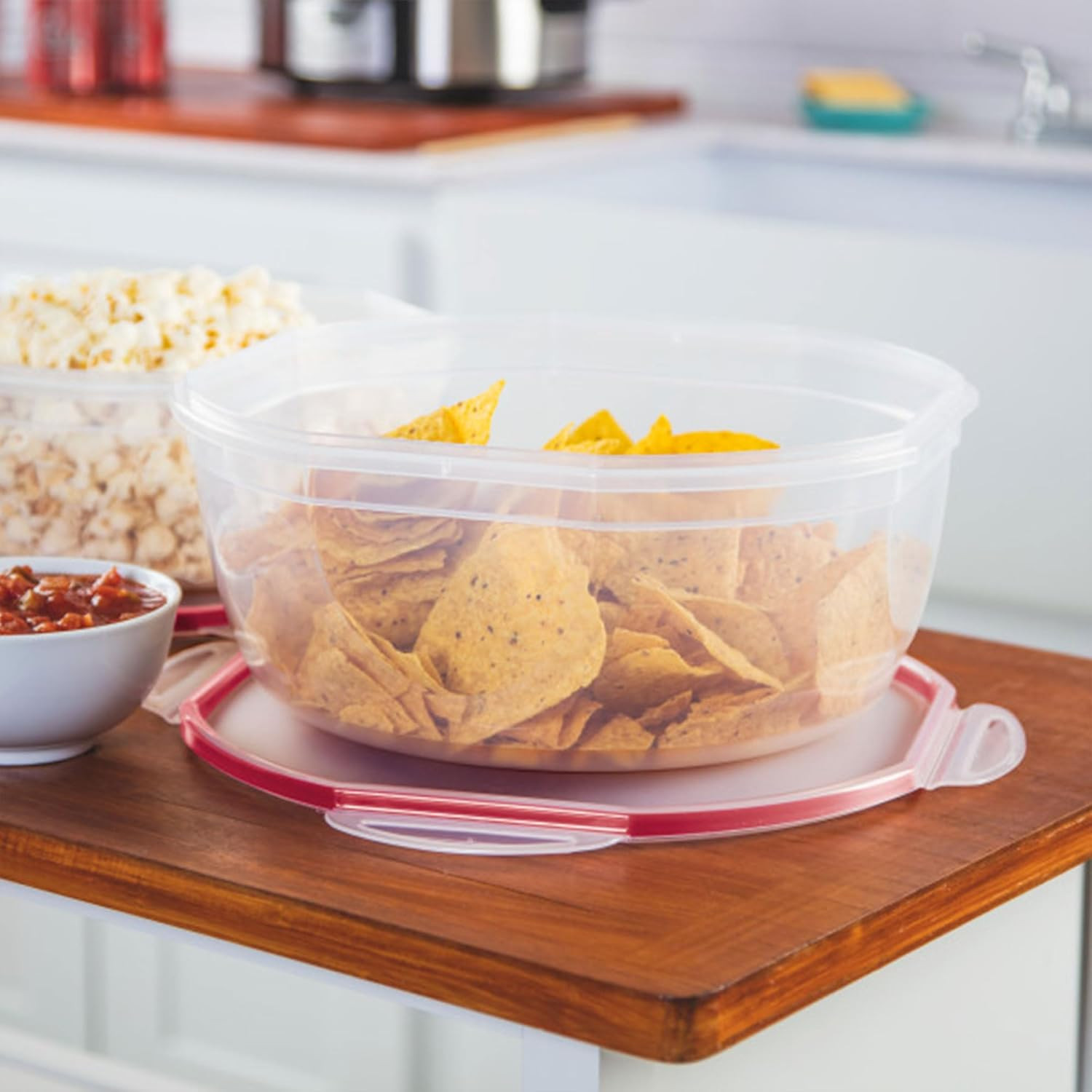 Ultra-Seal 8.1 Qt Airtight Food Storage Containers, 4-Pack, Clear with Red Lid