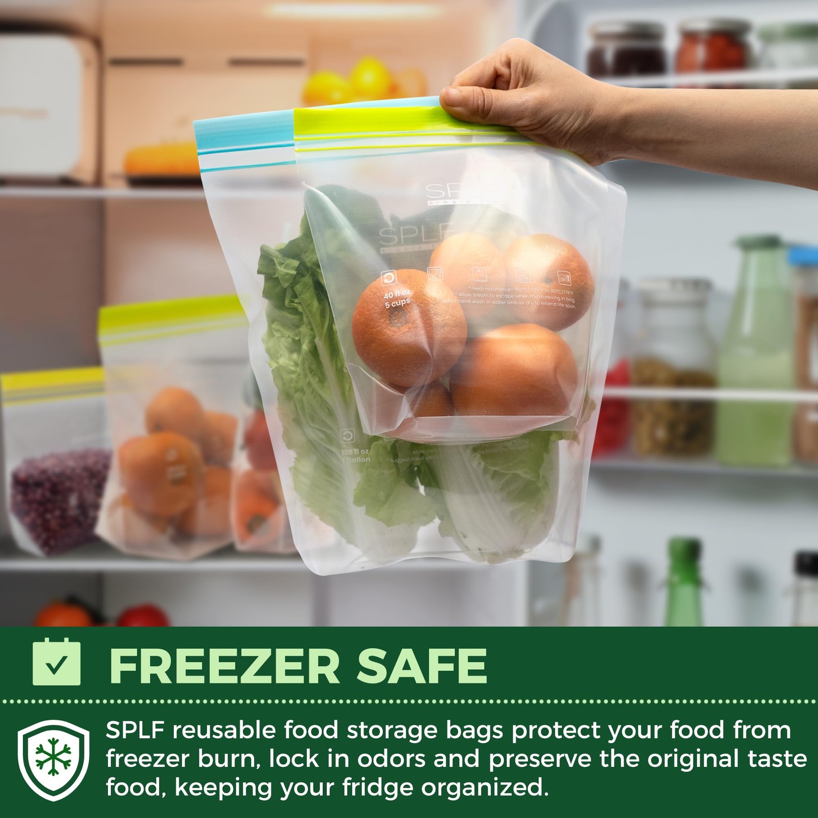 24 Pack Reusable Food Storage Bags Dishwasher Microwave Safe, BPA Reusable Fr…