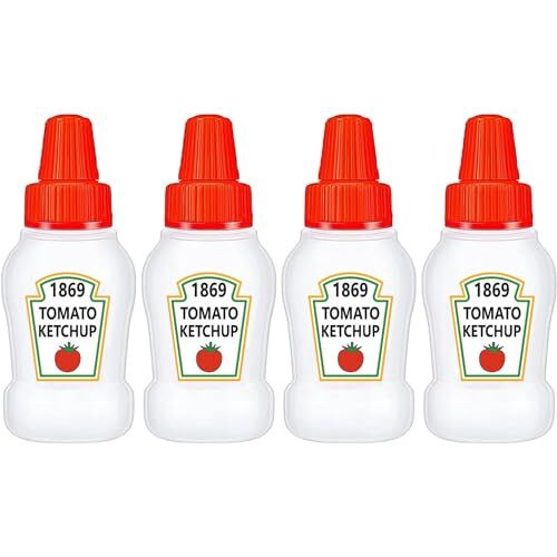 4 Pieces for Bento Box Accessories, 25ml Condiment Squeeze Mini Ketchup Bottle