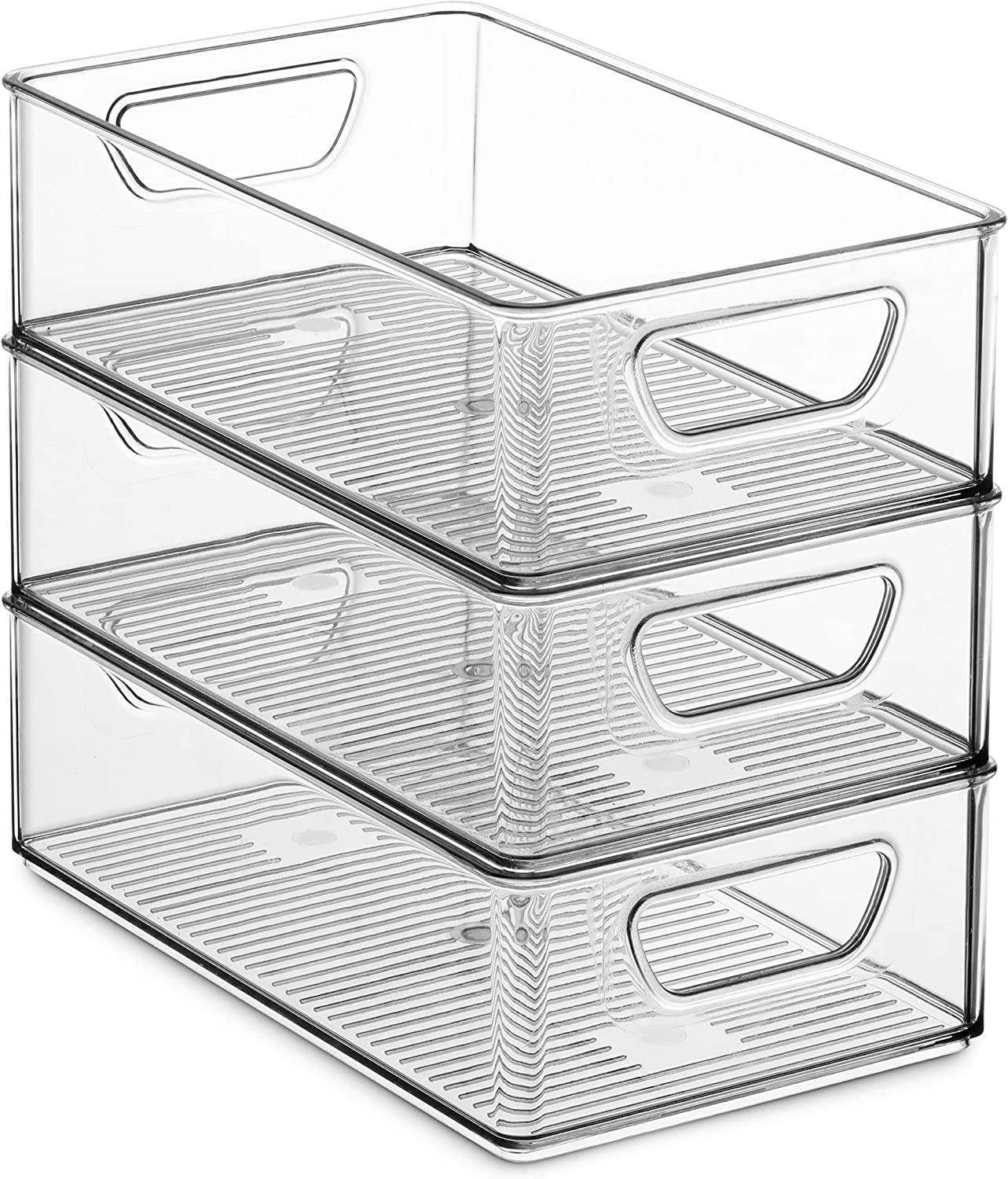 Set of 6 Refrigerator Organizer Bins – Stackable Fridge Organizers with Cutout H