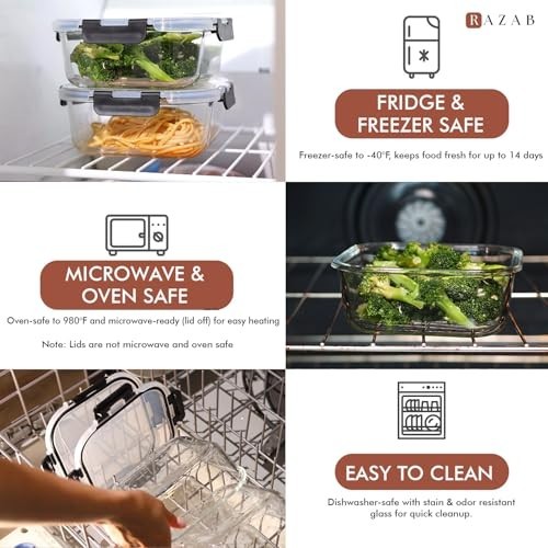 Glass Food Storage Containers 41 Oz 2 Pack Airtight Leakproof Microwave Oven